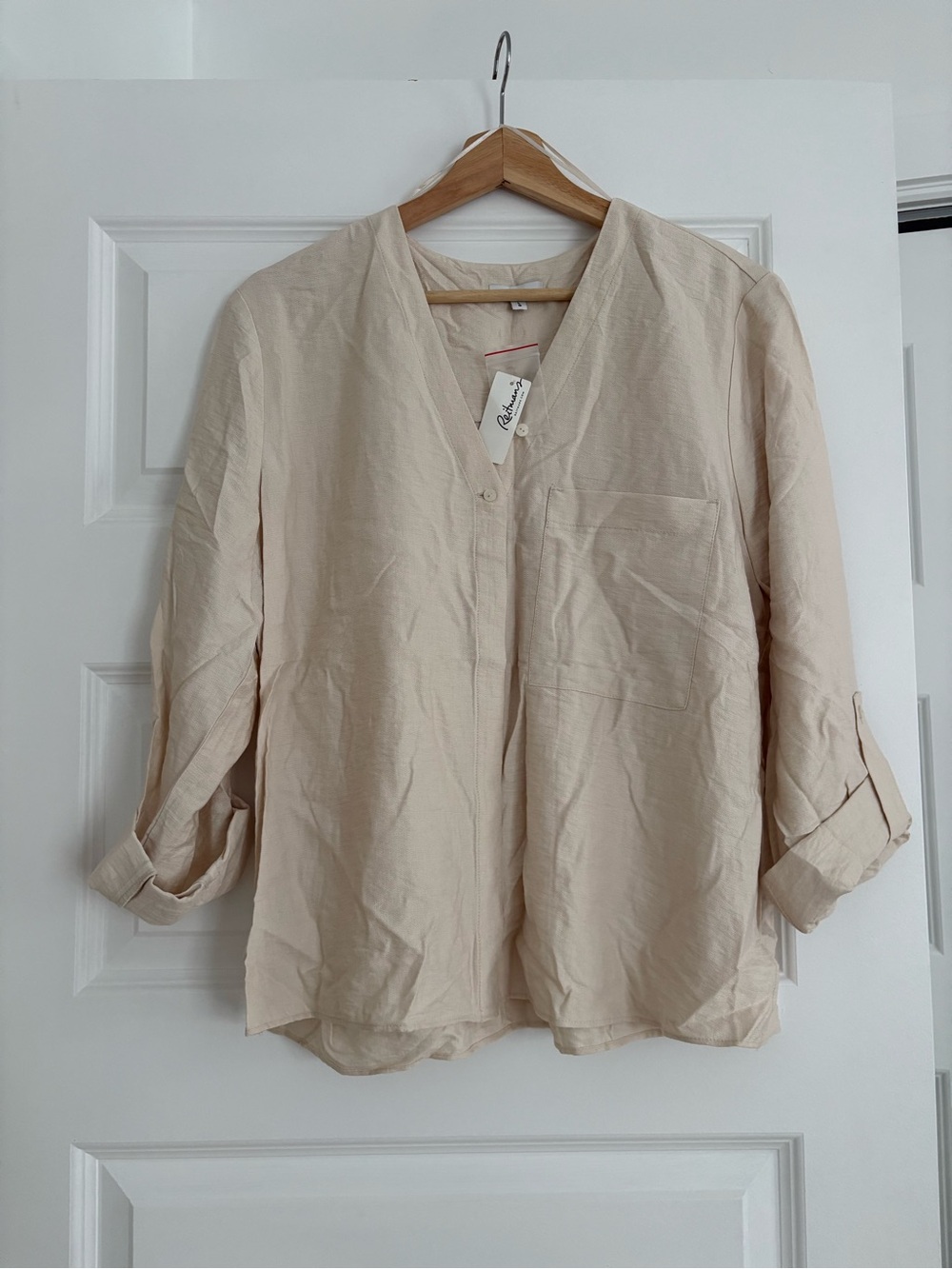Reitmans Beige V-Neck Textured Top